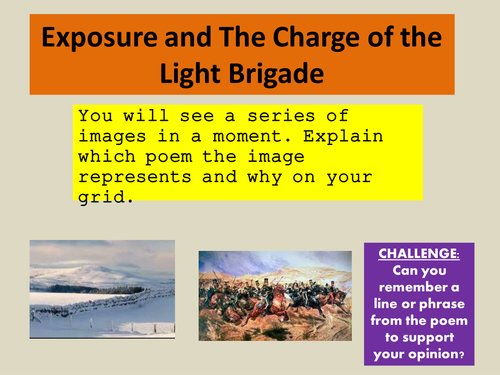 Edexcel Conflict Poetry Exam Style Question -Exposure and The Charge of the Light Brigade