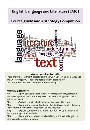 OCR Language and Literature EMC Course guide and anthology context companion