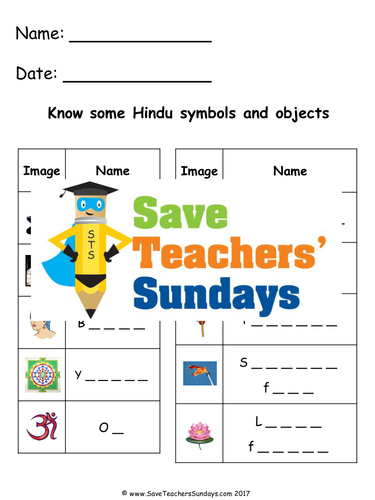 Hindu Symbols and Objects Lesson Plan, Worksheet and Plenary Activity