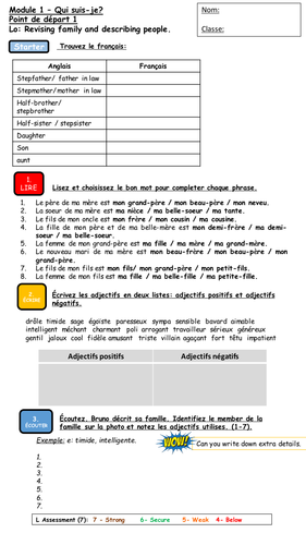 AQA GCSE French Higher Module 1 Point de depart 1