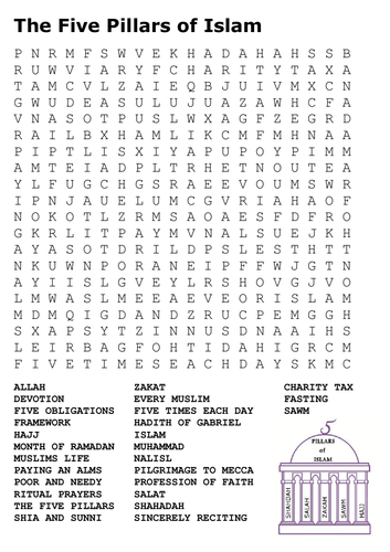 The Five Pillars of Islam Word Search