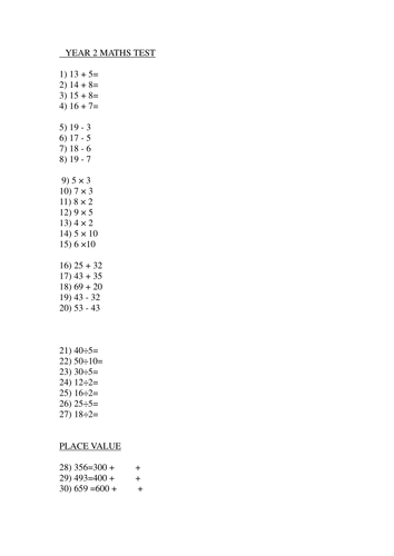 Year 2 Spring Term Test | Teaching Resources