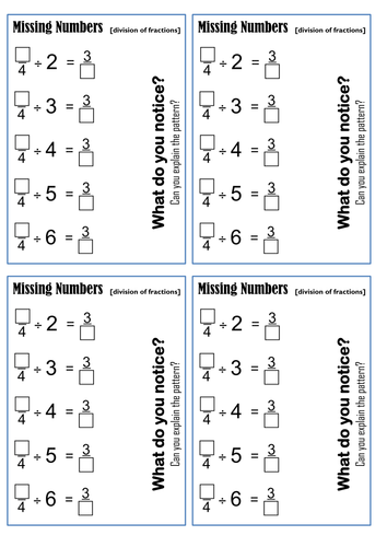 dividing fractions missing box task