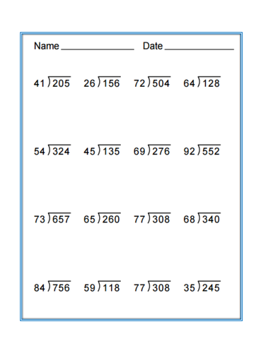 Long Division No Reminder