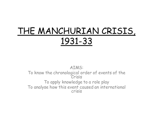 AQA 8145 - The impact of the Manchurian Crisis on the League of Nations