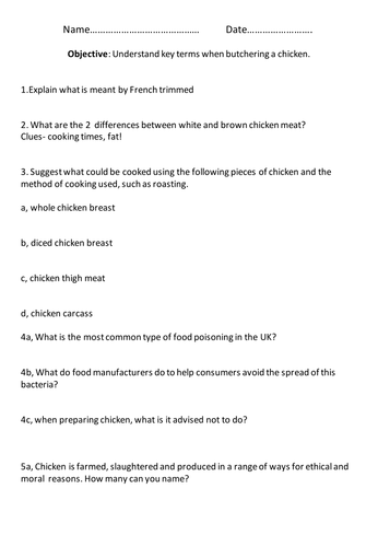 Chicken Butchery Video  Food Preparation and nutrition GCSE
