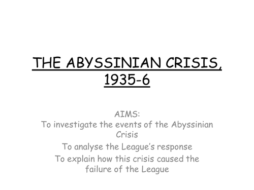 AQA 8145 - The Abyssinian Crisis 2 lessons