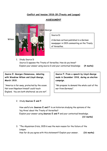 AQA 8145 - conflict and tension 1919-39 mid-point assessment