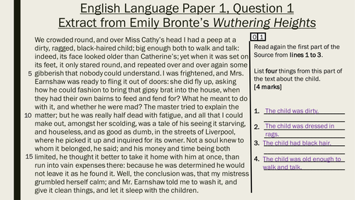 AQA Language Paper 1  Question 2 set of lessons