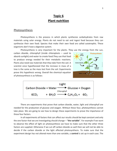 Photosynthesis and structure of leaves - IGCSE Biology - CIE