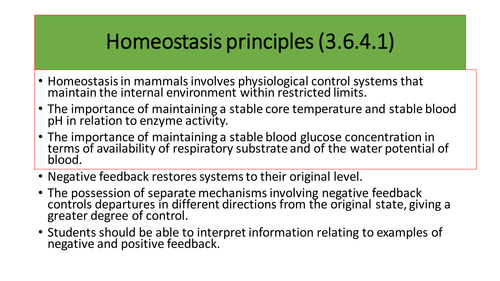 Homeostasis principles AQA 3.6.4.1