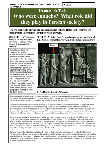 Who were eunuchs?  What role did they play in Persian society?