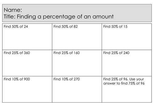 New Maths GCSE Specification - Foundation - Percentages - Finding a percentage of an amount