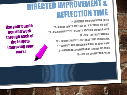 Directed Improvement and Reflection Time DIRT Marking Sticker and Powerpoint