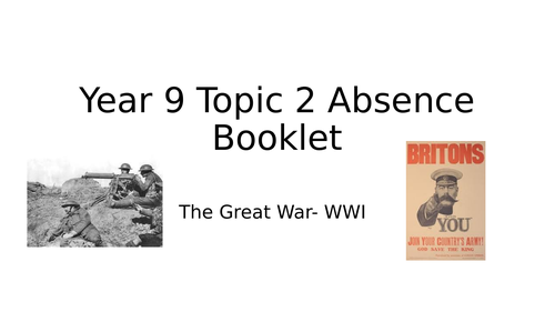 WWI Activity Booklet for absence