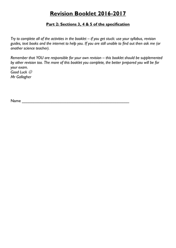 Revision Edexcel IGCSE specification questions