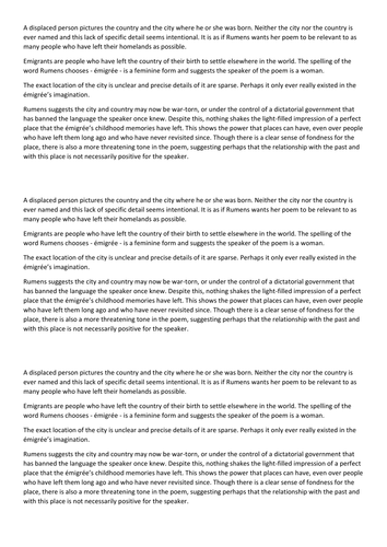 New AQA Poetry lesson - The Emigree