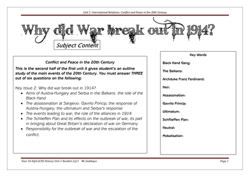 AQA International Relations- Causes of The First World War
