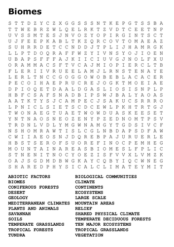 Biomes Word Search | Teaching Resources