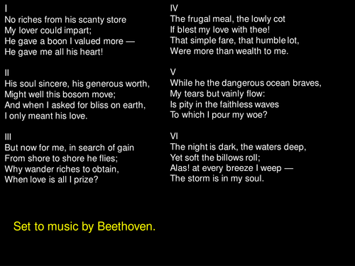 OCR GCSE J352/02 Literature Poetry (Love and Relationships) - 'A Song' by Helen Maria Williams.