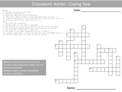 10 Design Technology Tools Crosswords KS3 GCSE Keyword Starters ...