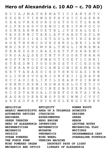Hero of Alexandria Word Search