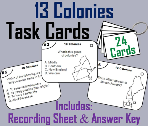 13 Colonies Task Cards