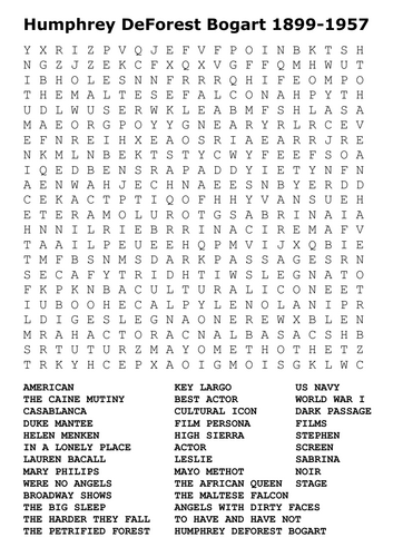 Humphrey Bogart Word Search