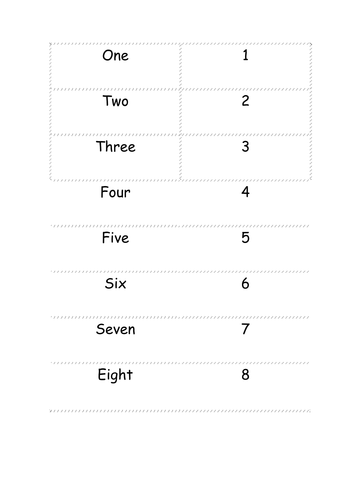 Number cards numerals and written matching game | Teaching Resources