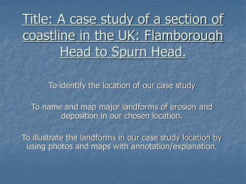 AQA 9-1 specification Case study coastal landforms