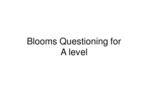 Blooms Hierarchy Questions for Sociology