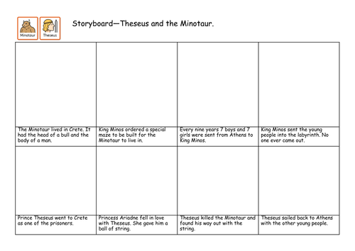 Theseus and the Minotaur storyboard