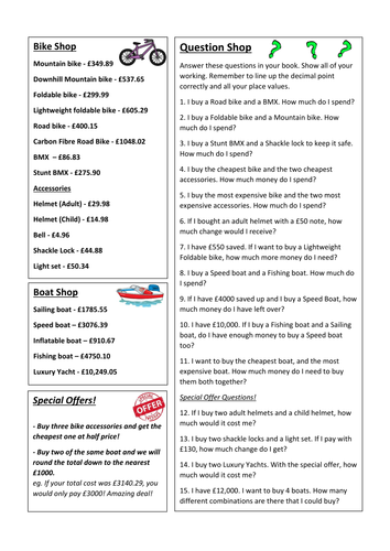 Decimal/Money Word Problems