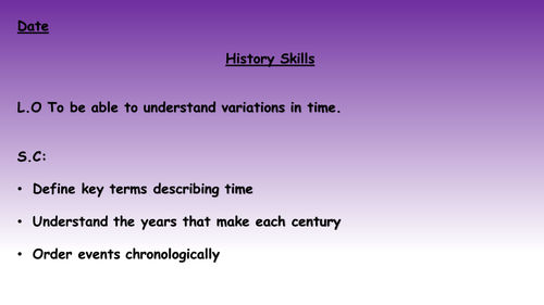 Mini History Skill Sessions