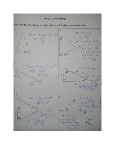 TRIANGLES WORKSHEET WITH ANSWERS | Teaching Resources