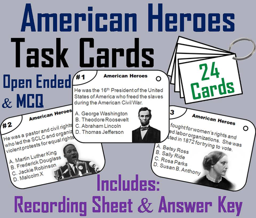 American Heroes Task Cards