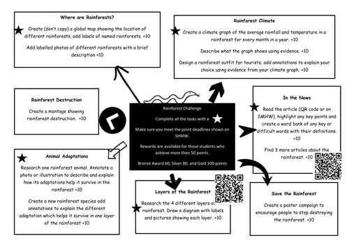 rainforest homework grid ks2