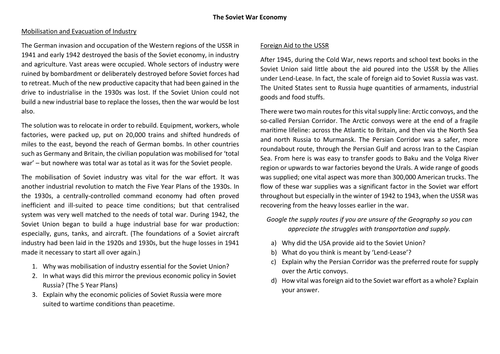 Russian Revolution to Dictatorship - The Soviet War Economy in WW2