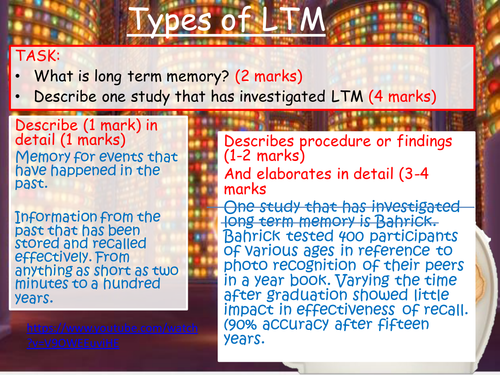 Types of Long Term Memory (LTM) Psychology AQA-A (New Spec)