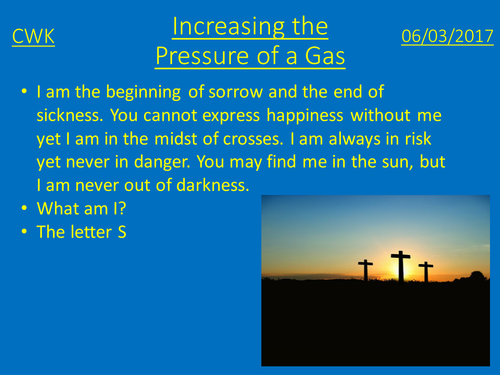 GCSE Physics - Increasing pressure in gases lesson plan, presentation and worksheets