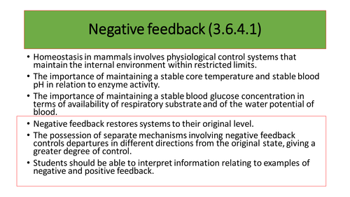 Negative feedback 3.6.4.1 AQA