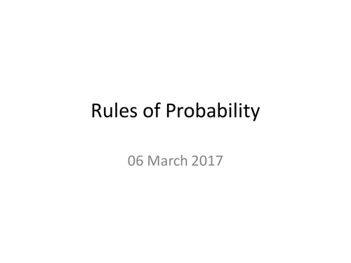 Probability: Rules of