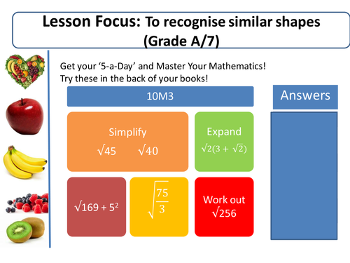 Similar shapes, area & Volume.