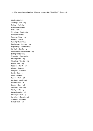 Suffixes - Key Stage 3 English - Going Solo Roald Dahl