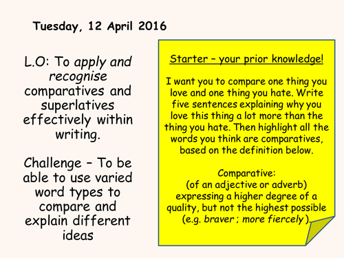 Comparatives and Superlatives - Key Stage 3 English