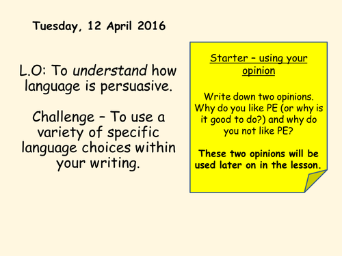 Persuasive techniques - Key Stage 3 English