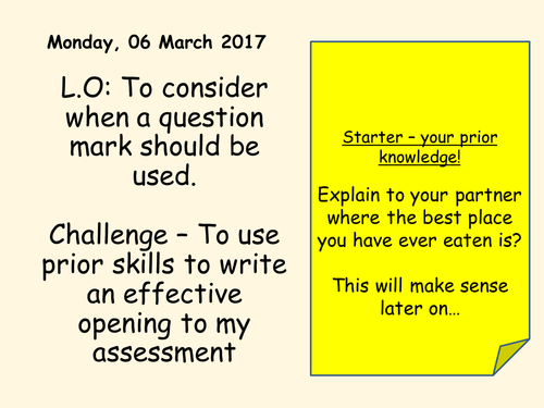 Question marks - Key Stage 3 English