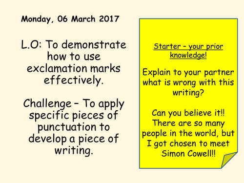 Exclamation marks - Key Stage 3 English