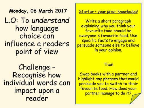 Biased language and intensifiers - Key Stage 3 English