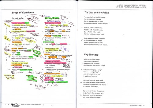 Blake - Songs of Experience - AQA Social Protest: Introduction and Earth's Answer